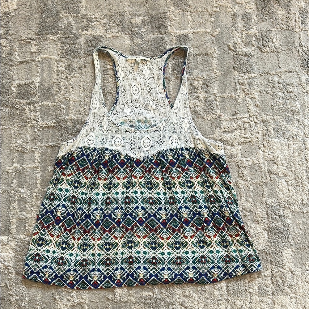 C'est Toi White Lace Tank Top